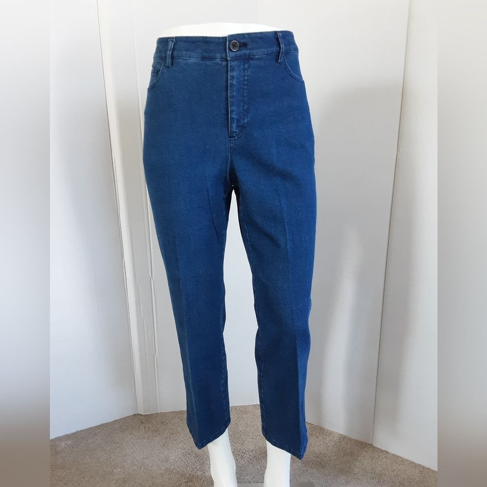 PEACE OF CLOTH NY Cotton Blend Stretch Straight Leg Ankle Blue Jeans Sz 8